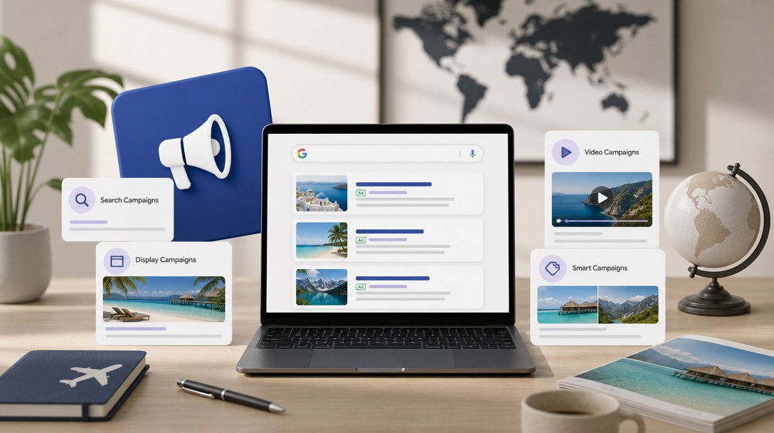 Google Ads pre cestovné kancelárie – typy kampaní na zájazdy