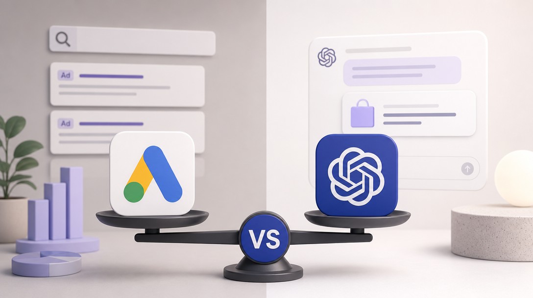 Porovnanie Google Ads a ChatGPT Ads – rozdiely v cielení a formáte