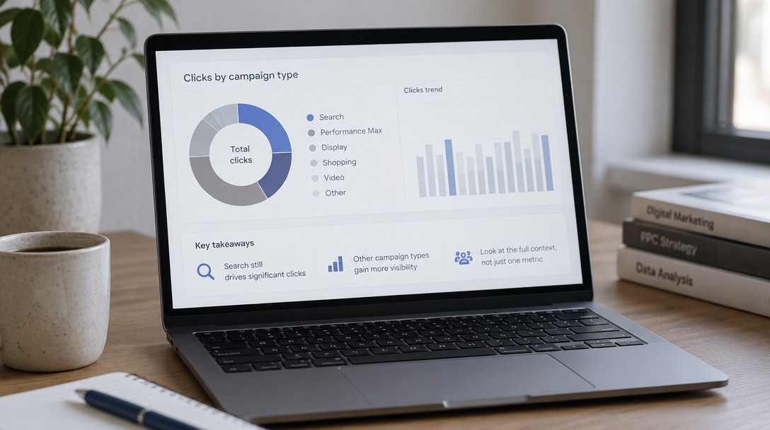 Podiel kliknutí search kampane – mix kampaní v Google Ads