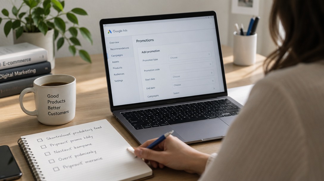 Príprava e-shopu na Direct Offer – kontrolný zoznam a notebook